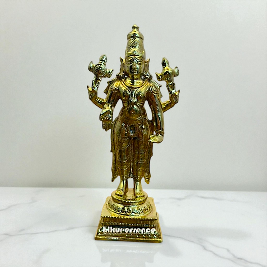Graceful Standing Vishnu Idol in Panchaloha | Handcrafted Hindu Deity Statue by Nikur Essence | Sacred Panchaloha Sculpture for Temple, Altar, or Pooja Room Nikuressence