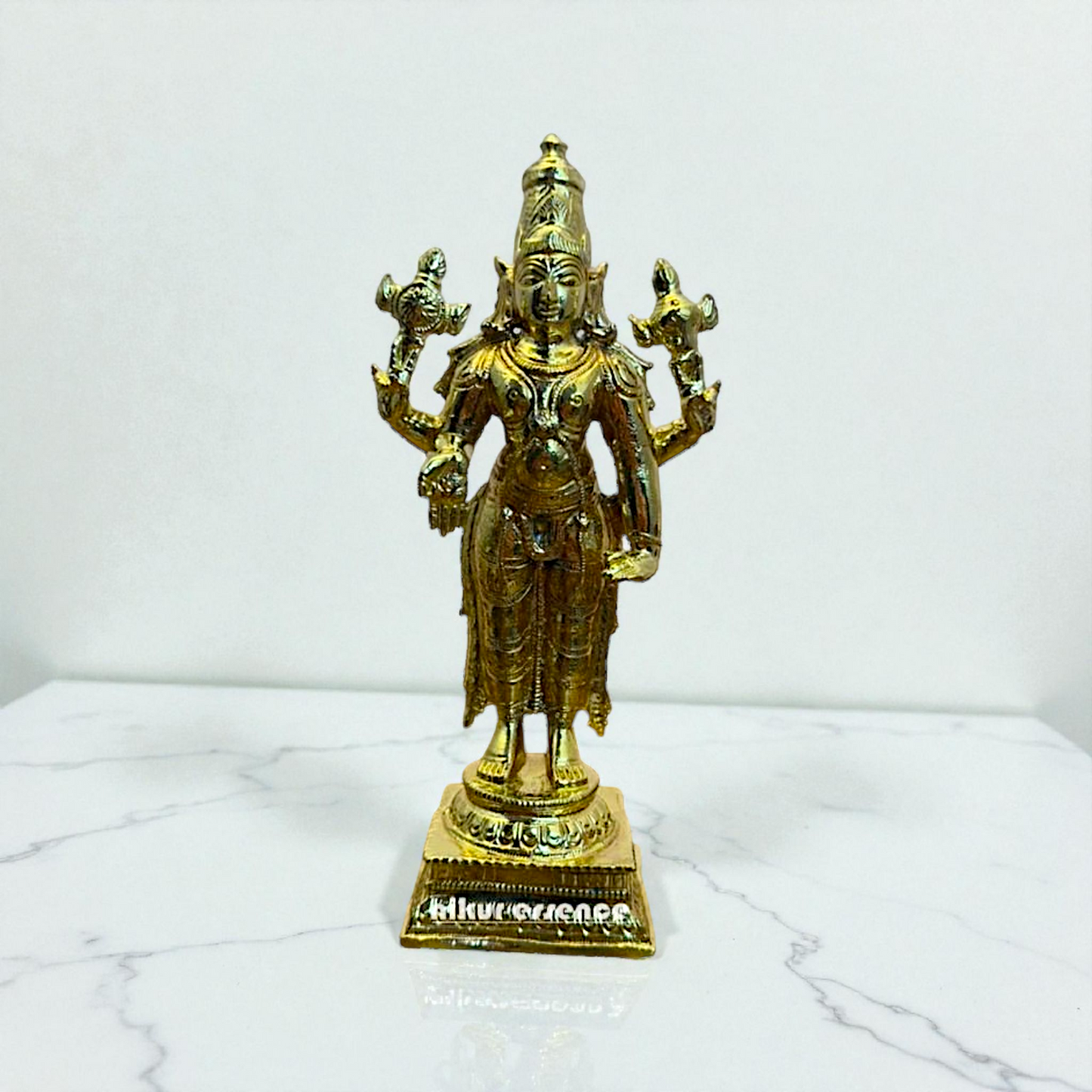Graceful Standing Vishnu Idol in Panchaloha | Handcrafted Hindu Deity Statue by Nikur Essence | Sacred Panchaloha Sculpture for Temple, Altar, or Pooja Room Nikuressence