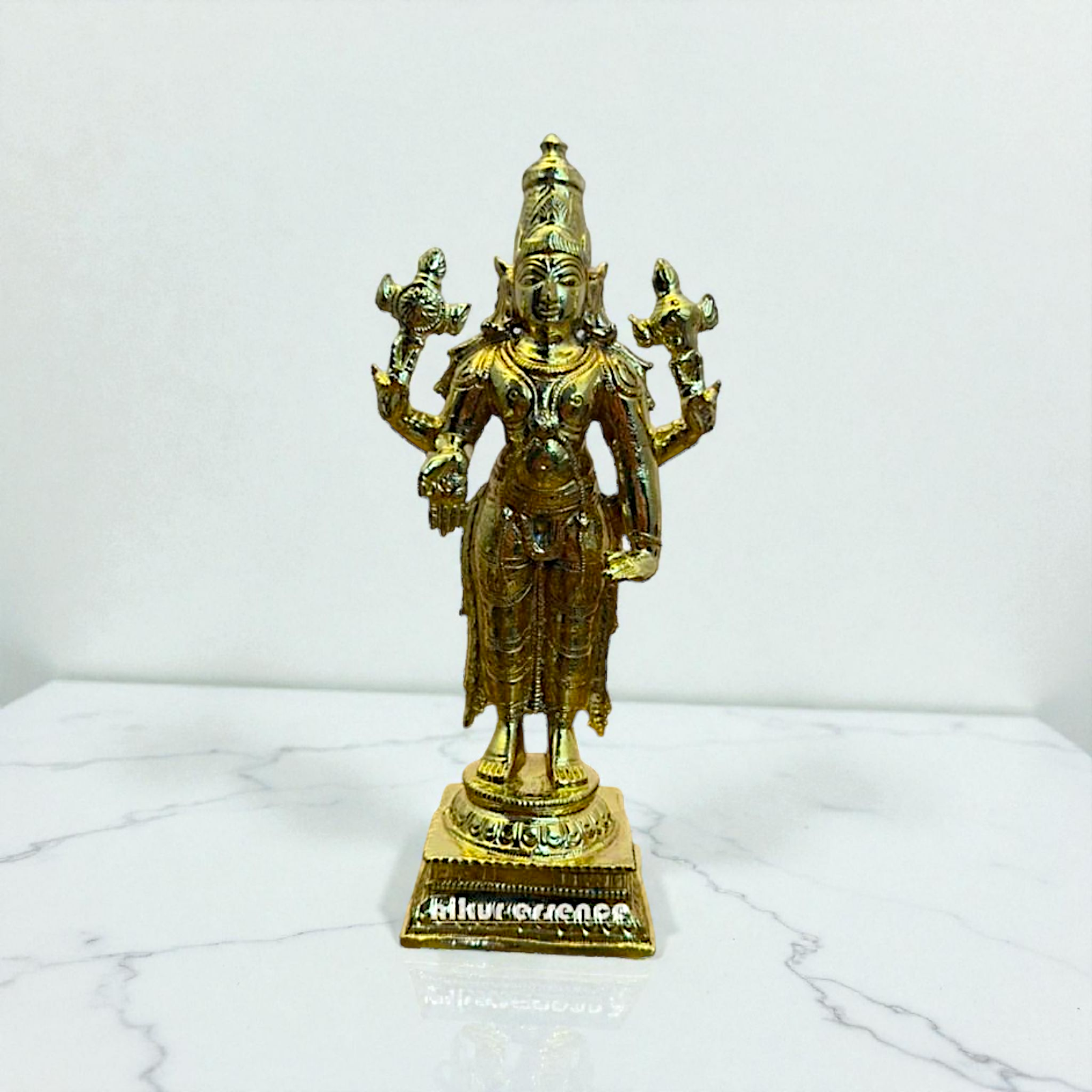 Graceful Standing Vishnu Idol in Panchaloha | Handcrafted Hindu Deity Statue by Nikur Essence | Sacred Panchaloha Sculpture for Temple, Altar, or Pooja Room Nikuressence