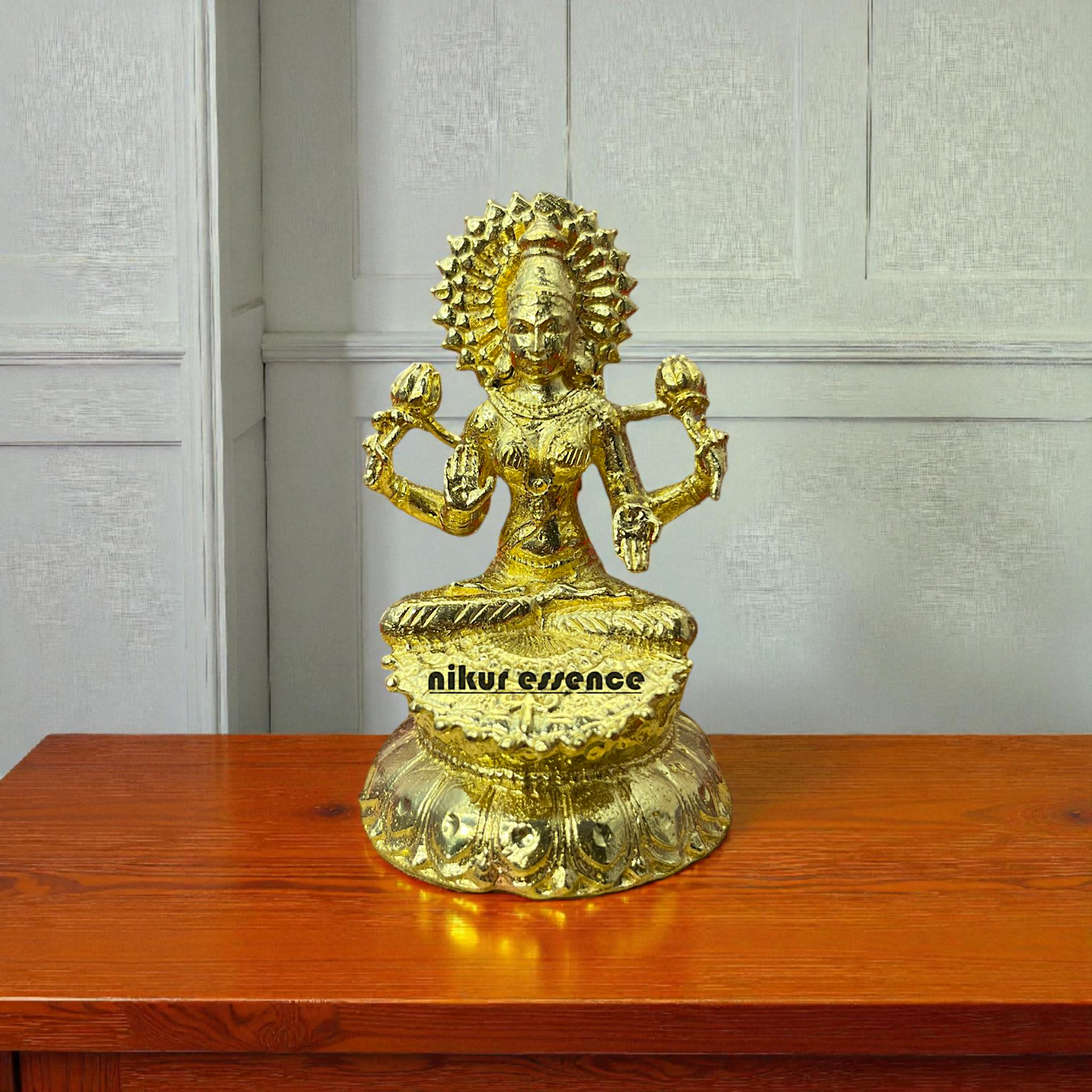 Goddess Lakshmi Panchaloha Idol by Nikur Essence – Sacred Handmade Hindu Statue for Temple, Home Decor, Prosperity Blessing Nikuressence