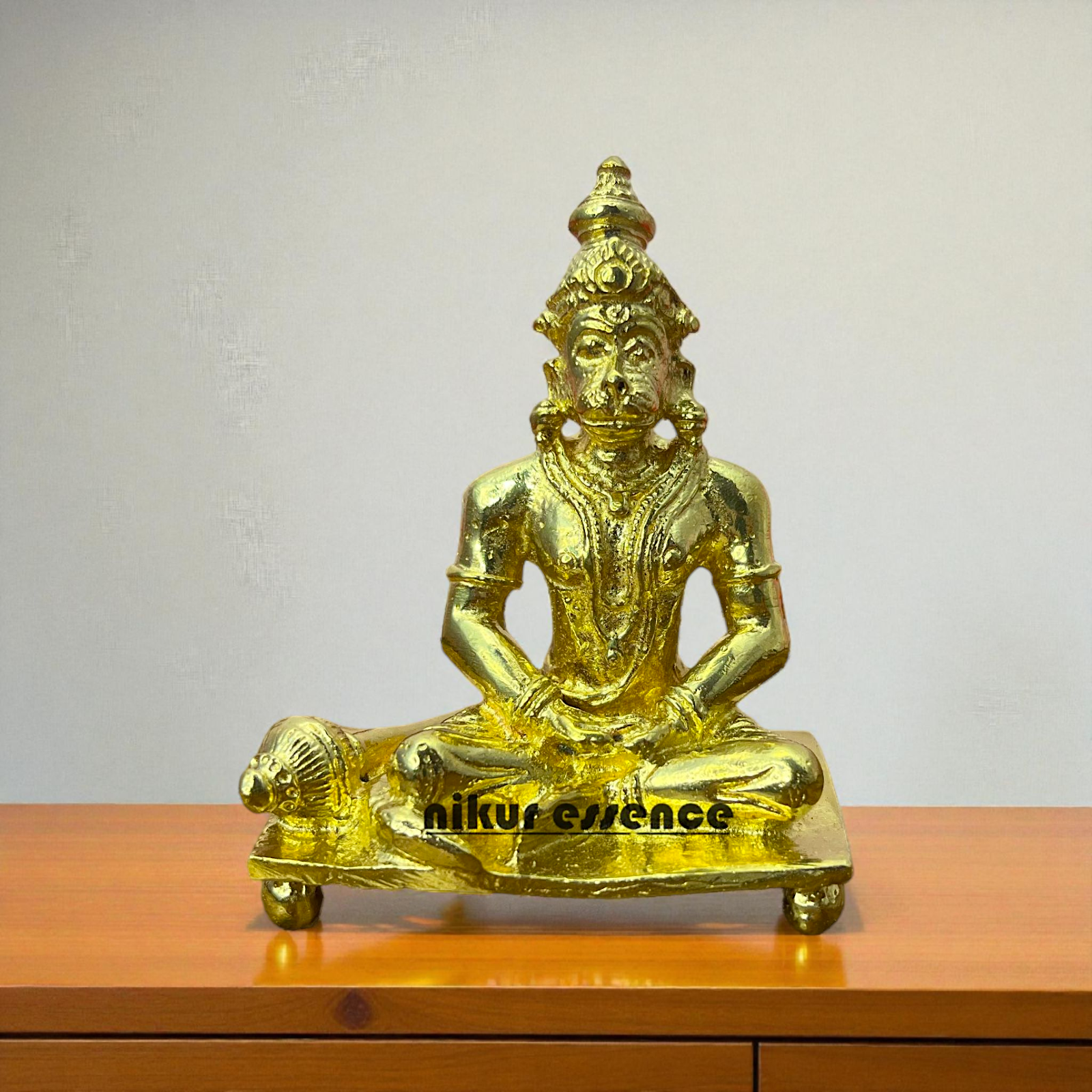 Nikur Essence Lord Hanuman Idol in Panchaloha – Handcrafted Antique Finish Bajrangbali Murti for Home, Temple, Vastu & Devotional Decor Nikuressence