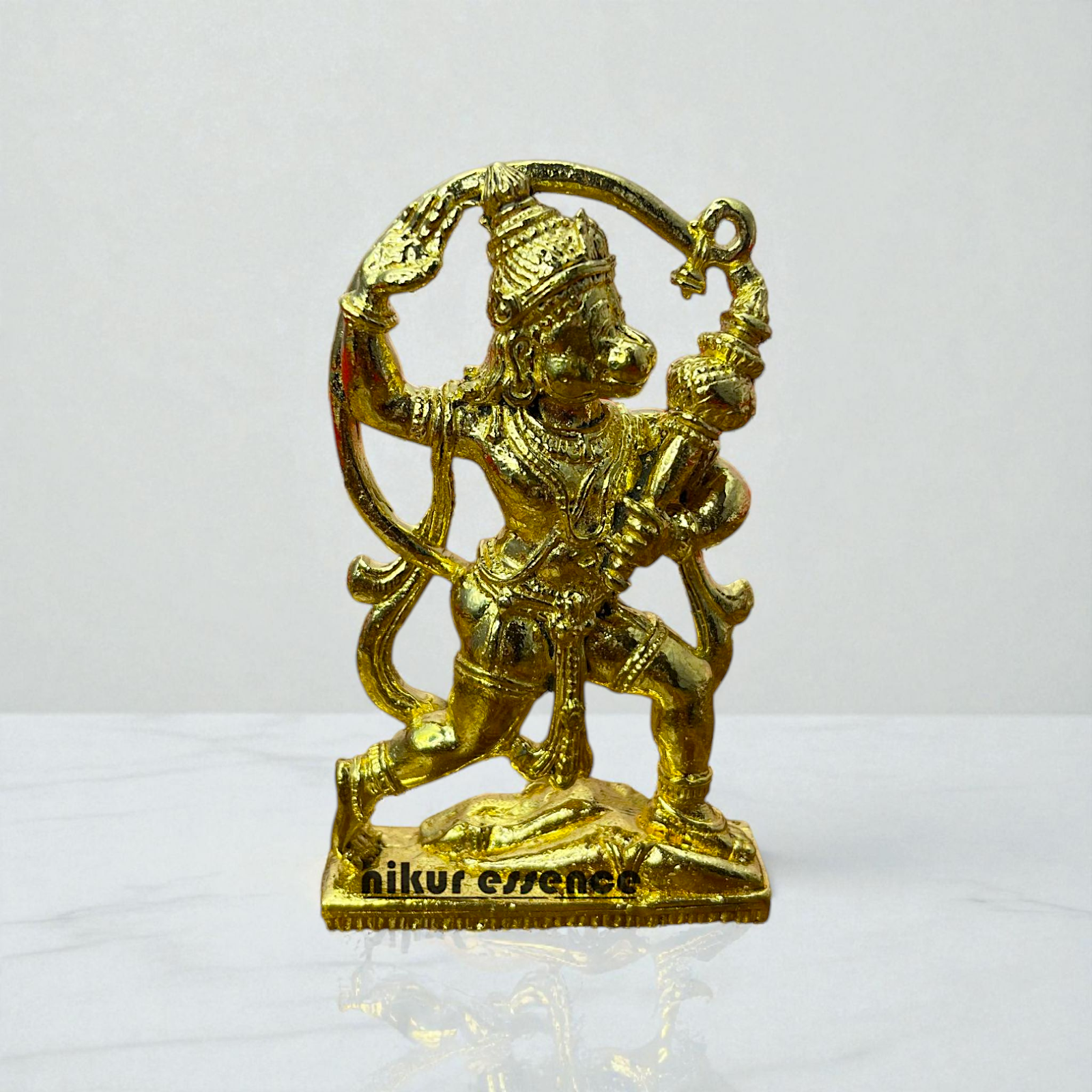 Nikur Essence Standing Hanuman Idol in Panchaloha – Handcrafted Antique Finish Bajrangbali Murti for Home, Temple, Vastu & Devotional Decor Nikuressence