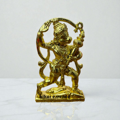 Nikur Essence Standing Hanuman Idol in Panchaloha – Handcrafted Antique Finish Bajrangbali Murti for Home, Temple, Vastu & Devotional Decor Nikuressence