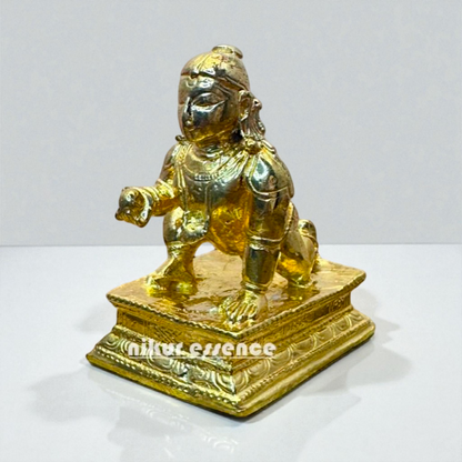 Nikur Essence Panchaloha Laddoo Gopal Idol – Handcrafted Bal Krishna Statue for Home Temple, Divine Decor, Pooja Room Nikuressence