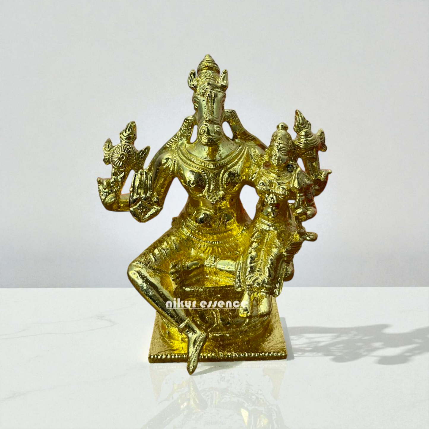 Nikur Essence Panchaloha Vishnu Hayagreeva with Lakshmi Idol – Handcrafted Five-Metal Divine Sculpture for Temple, Pooja Nikuressence