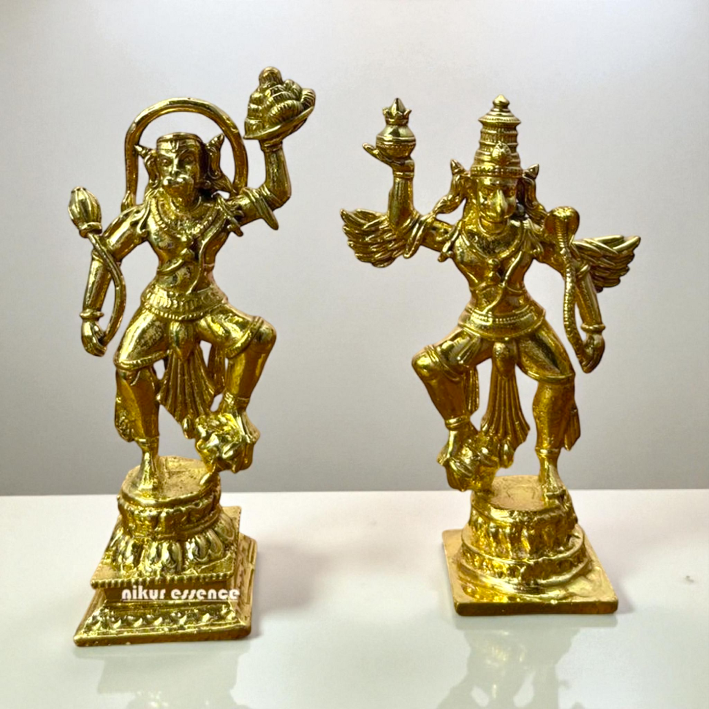 Powerful Garuda Hanuman Ji Panchaloha Idol by Nikur Essence – Panchaloha Flying Hanuman Statue for Puja Room, Temple Decor, Spiritual Gift, Handcrafted Traditional Hindu Panchaloha Sculpture Nikuressence