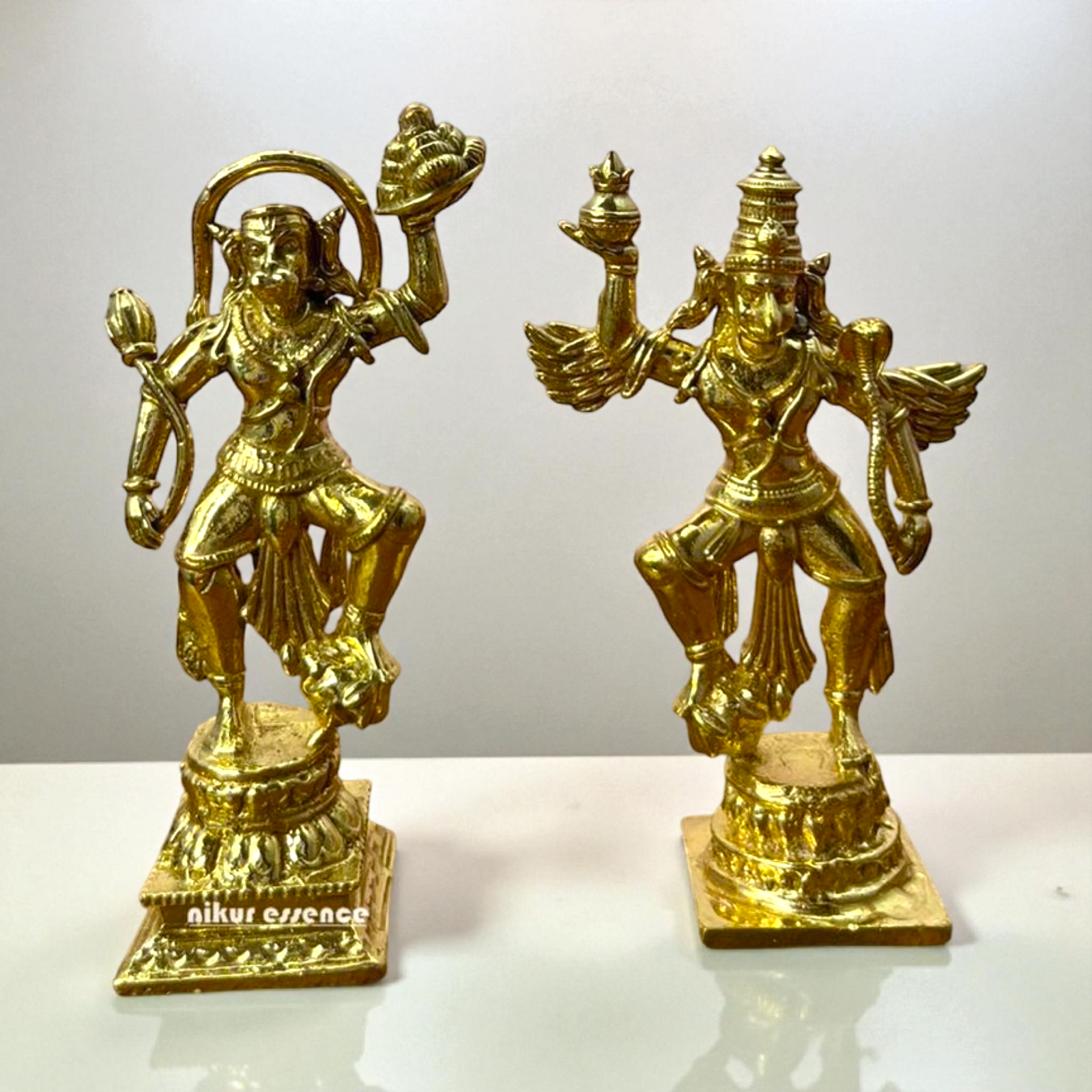 Powerful Garuda Hanuman Ji Panchaloha Idol by Nikur Essence – Panchaloha Flying Hanuman Statue for Puja Room, Temple Decor, Spiritual Gift, Handcrafted Traditional Hindu Panchaloha Sculpture Nikuressence