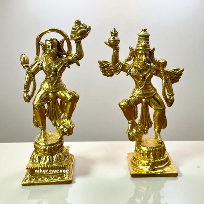 Powerful Garuda Hanuman Ji Panchaloha Idol by Nikur Essence – Panchaloha Flying Hanuman Statue for Puja Room, Temple Decor, Spiritual Gift, Handcrafted Traditional Hindu Panchaloha Sculpture Nikuressence