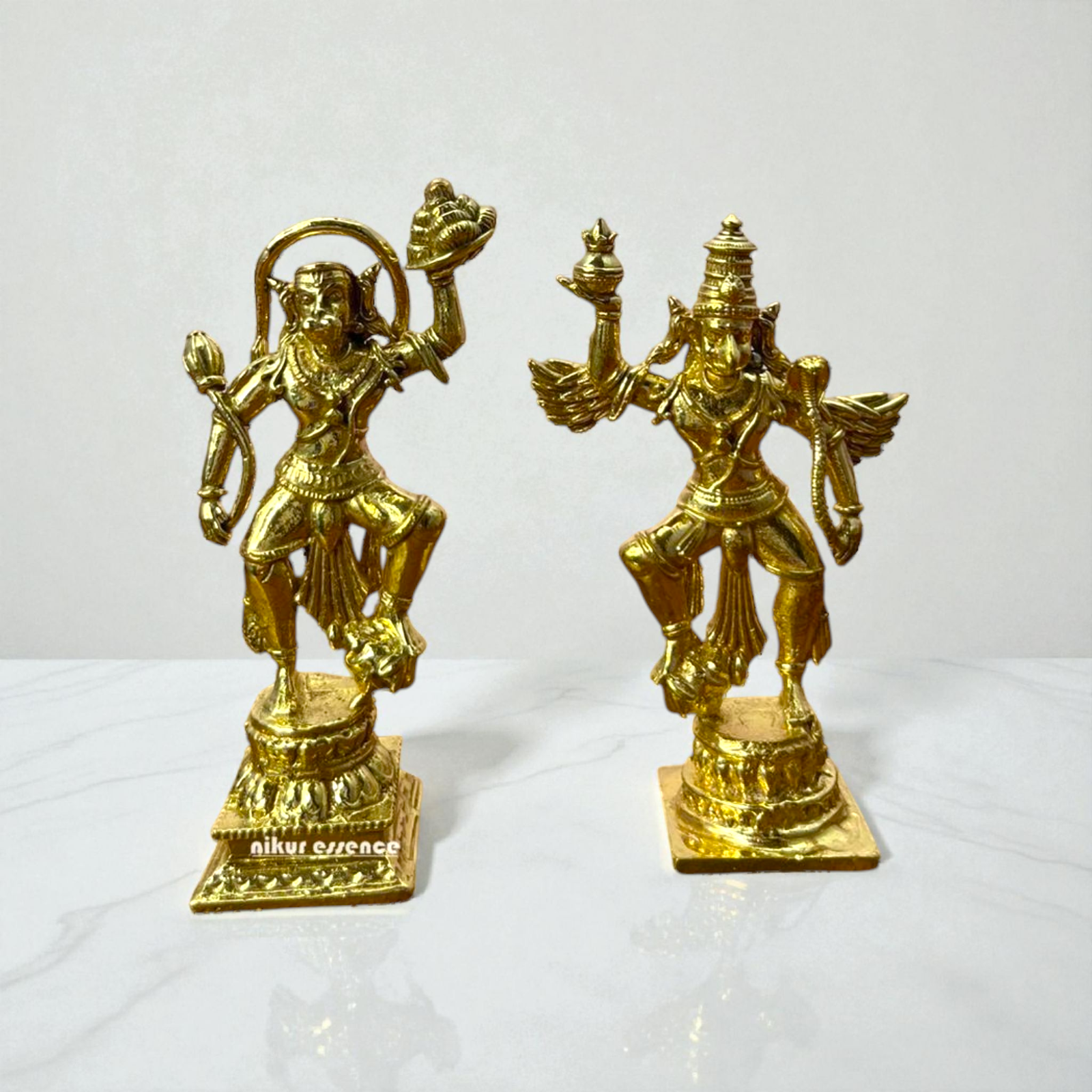 Powerful Garuda Hanuman Ji Panchaloha Idol by Nikur Essence – Panchaloha Flying Hanuman Statue for Puja Room, Temple Decor, Spiritual Gift, Handcrafted Traditional Hindu Panchaloha Sculpture Nikuressence