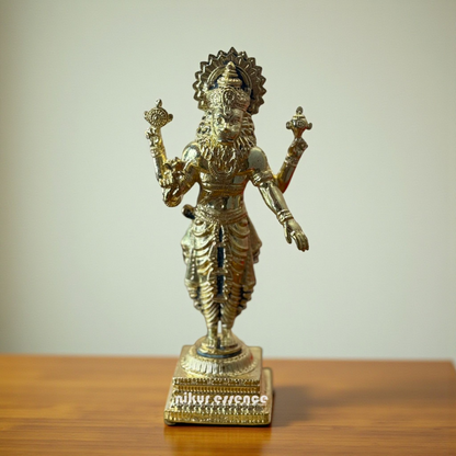 Lord Narasimha Vishnu Panchaloha Idol by Nikur Essence – Handcrafted Sacred Avatar of Vishnu in Five-Metal Alloy Nikuressence