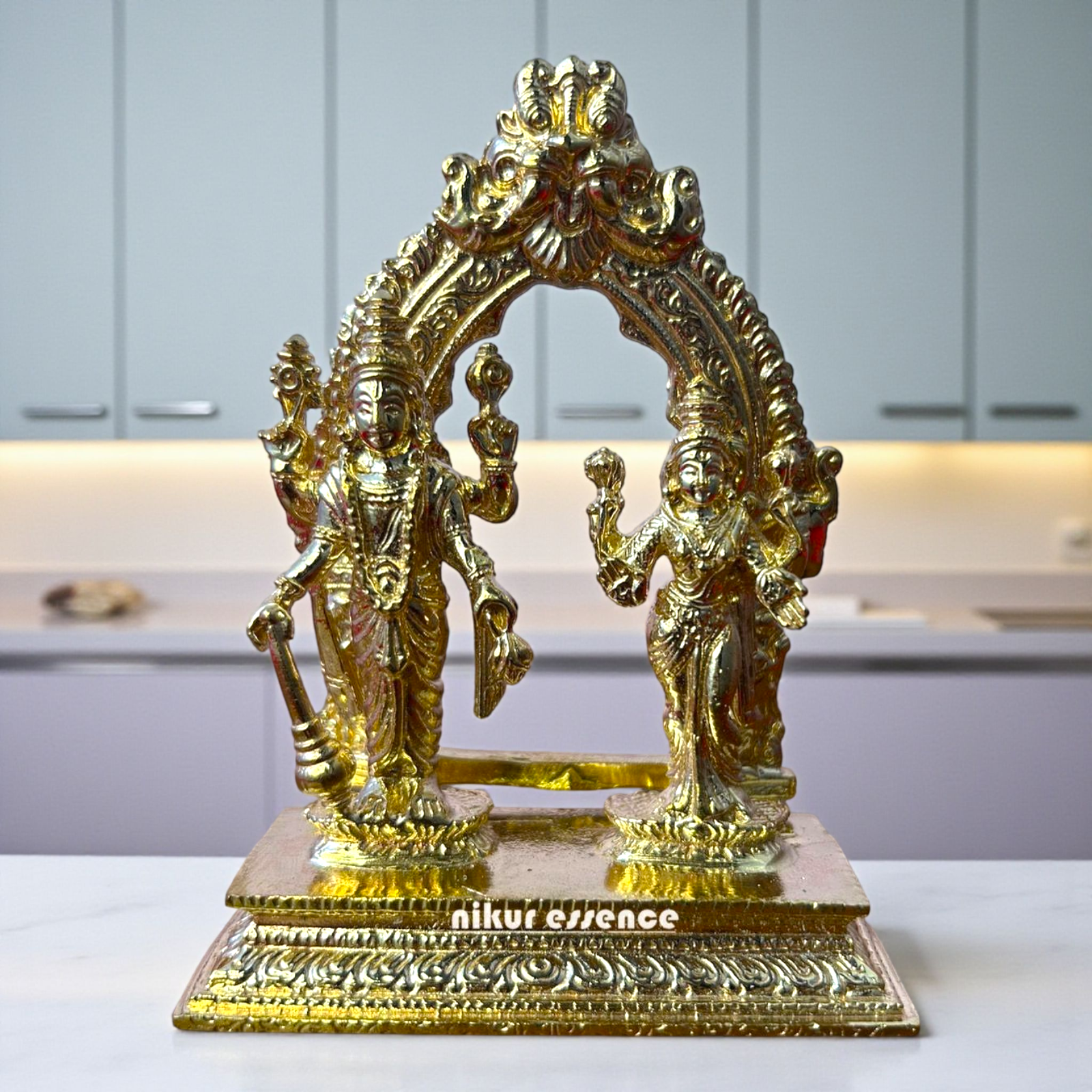 Lakshmi Narayan Swamy Standing Panchaloha Idol by Nikur Essence – Handcrafted Divine Couple Sculpture Nikuressence
