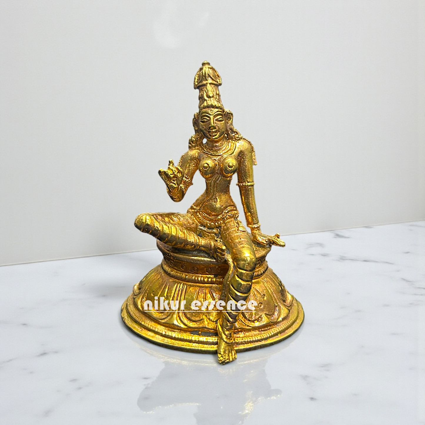 Nikur Essence Goddess Parvati Panchaloha Idol, Exquisite Handcrafted Hindu Deity Statue, Spiritual Home Decor Nikuressence
