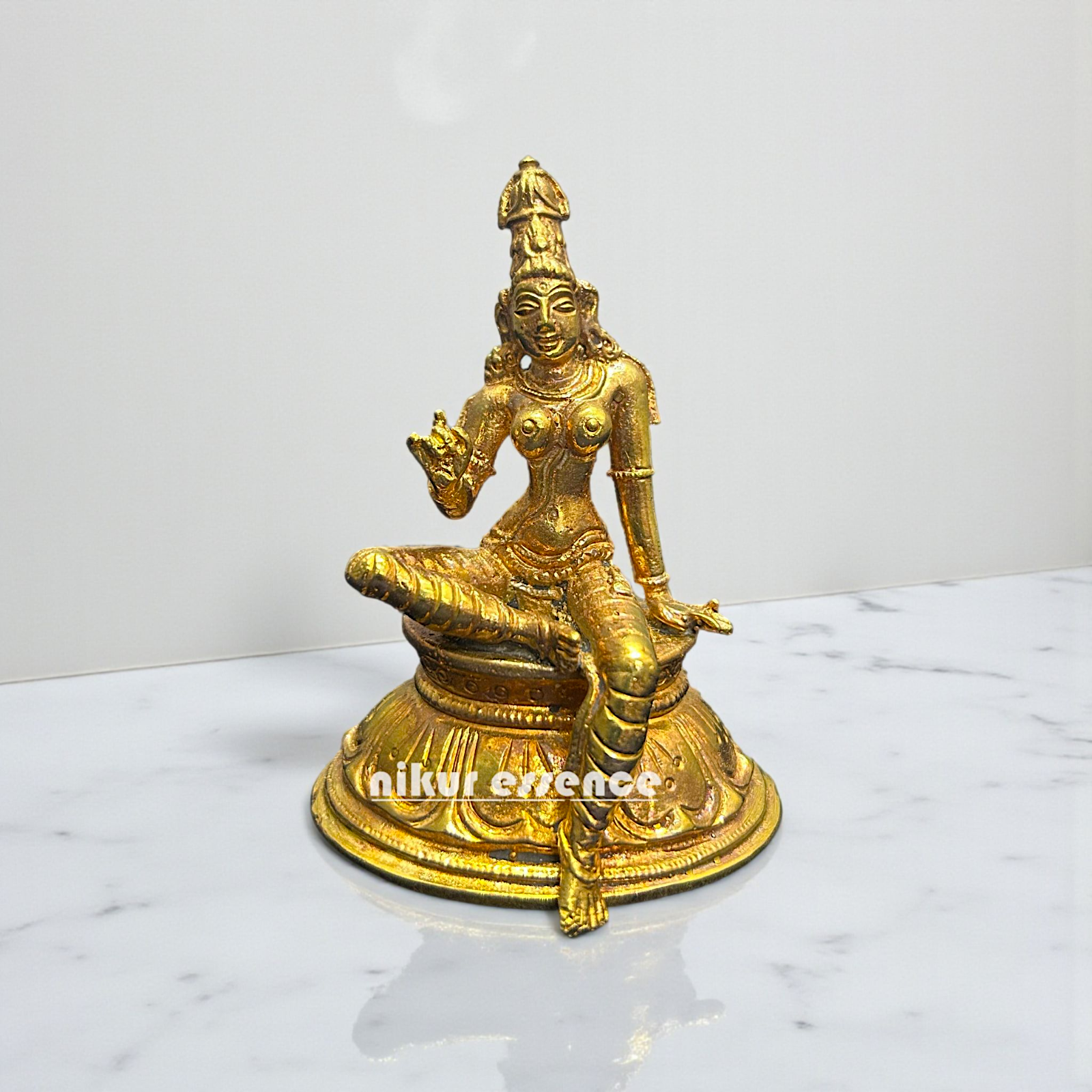 Nikur Essence Goddess Parvati Panchaloha Idol, Exquisite Handcrafted Hindu Deity Statue, Spiritual Home Decor Nikuressence