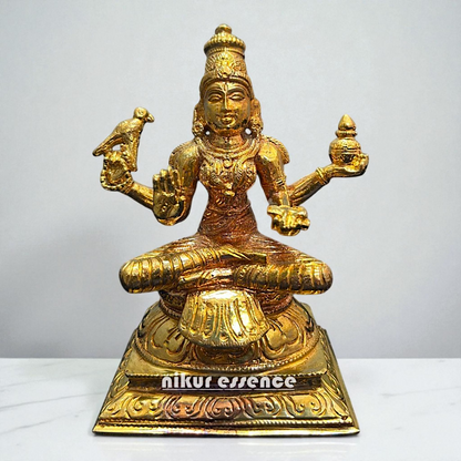 Goddess Sharada Devi Panchaloha Idol by Nikur Essence – Handcrafted Divine Statue of Knowledge and Wisdom for Temple Nikuressence
