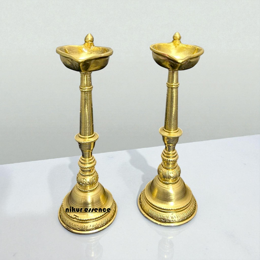 Pair of Panchaloha Diyas by Nikur Essence – Handcrafted Sacred Oil Lamps for Temple, Home, and Ritual Decor Nikuressence