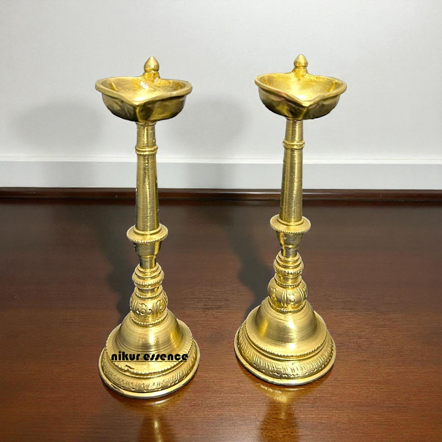 Pair of Panchaloha Diyas by Nikur Essence – Handcrafted Sacred Oil Lamps for Temple, Home, and Ritual Decor Nikuressence