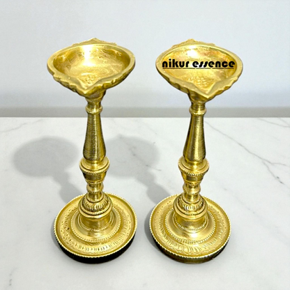 Pair of Panchaloha Diya Oil Lamps by Nikur Essence – Handcrafted Sacred Lamp Set for Temple, Pooja, Home Decor Nikuressence