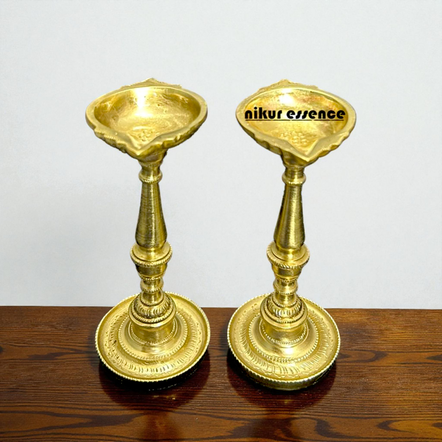 Pair of Panchaloha Diya Oil Lamps by Nikur Essence – Handcrafted Sacred Lamp Set for Temple, Pooja, Home Decor Nikuressence