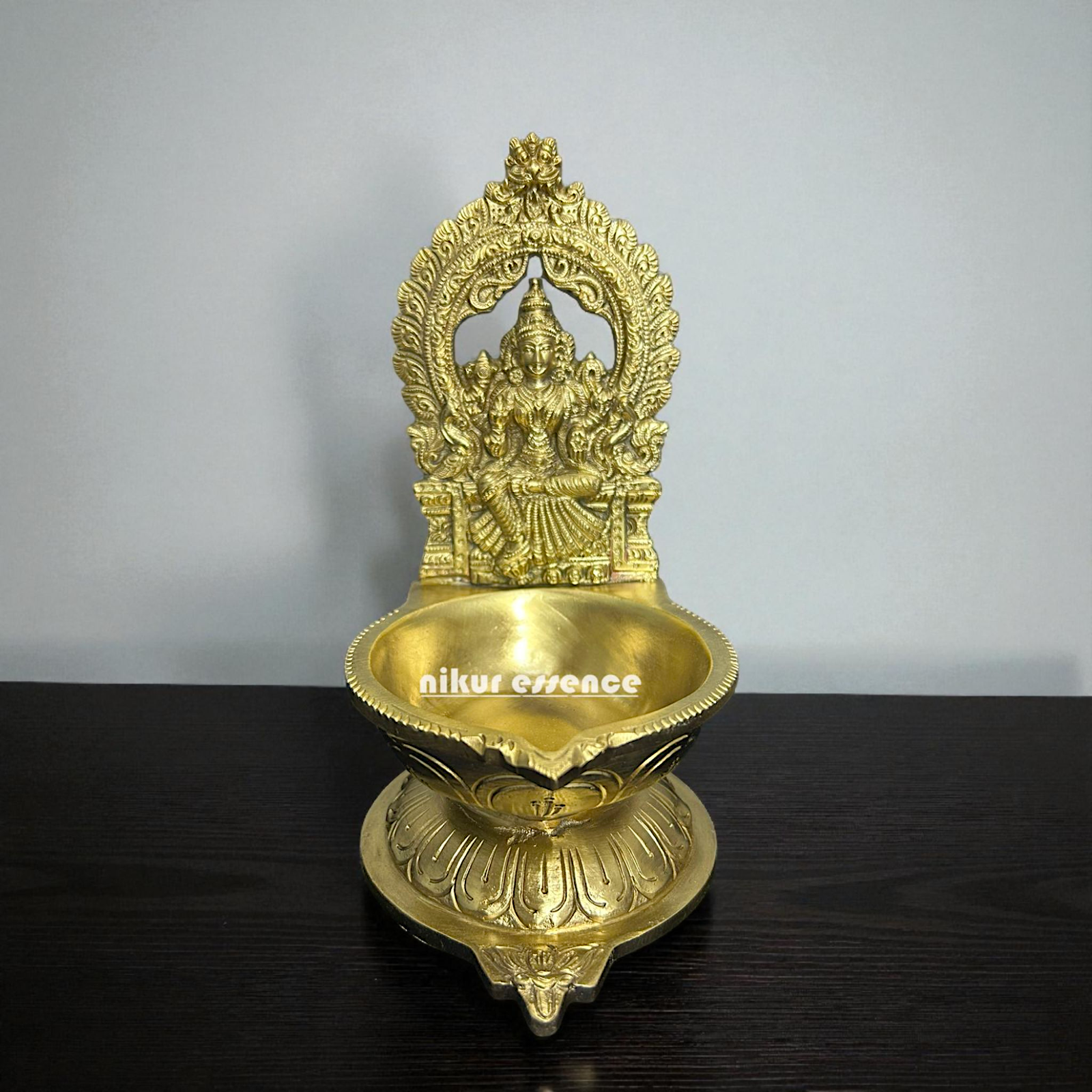 Lakshmi Maa Panchaloha Diya by Nikur Essence – Handcrafted Sacred Lamp for Temple, Pooja, and Home Decor Nikuressence
