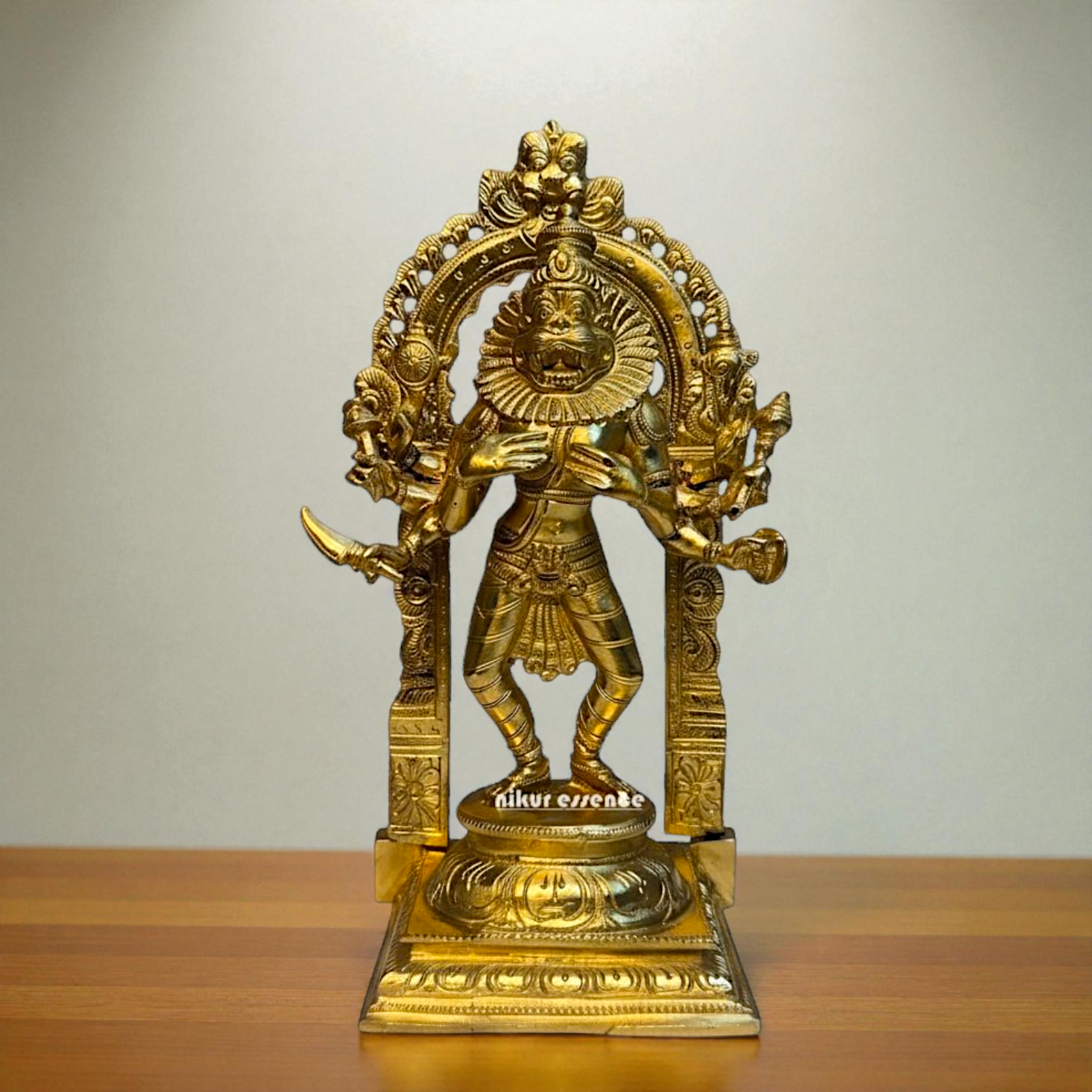 Narasimha Vishnu Standing Panchaloha Idol by Nikur Essence | Handcrafted Divine Metal Sculpture | Sacred Panchaloha Narasimha Statue Nikuressence