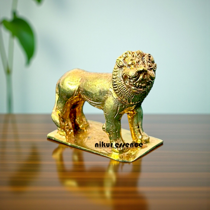 Lion Panchaloha Idol by Nikur Essence – Handcrafted Panchaloha Lion Statue for Divine Strength, Spiritual Home Décor Nikuressence