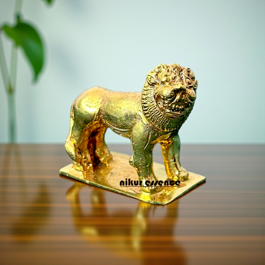 Lion Panchaloha Idol by Nikur Essence – Handcrafted Panchaloha Lion Statue for Divine Strength, Spiritual Home Décor Nikuressence