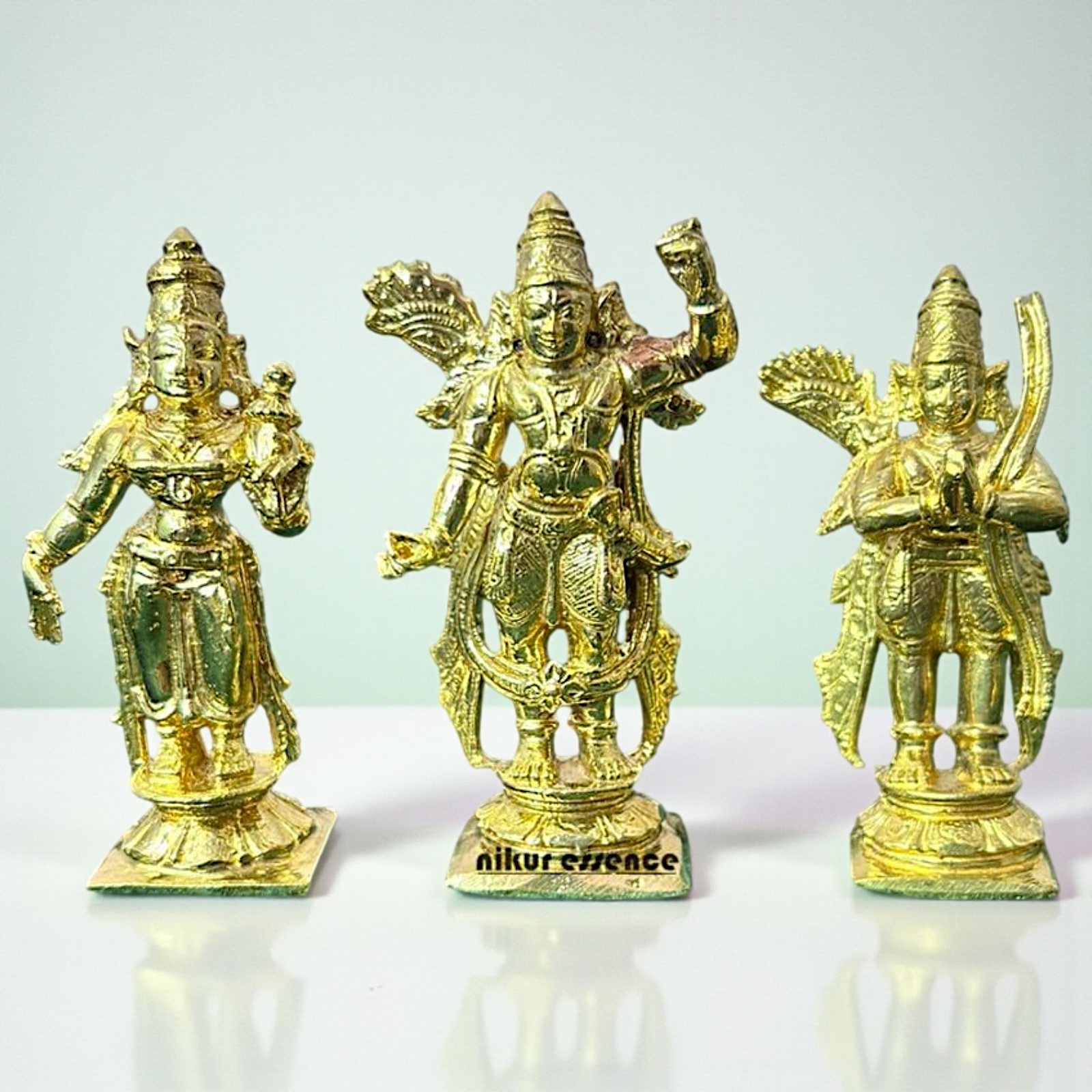 Ram Darbar Set Panchaloha Idol by Nikur Essence | Handcrafted Sacred Metal Sculpture | Divine Panchaloha Lord Rama, Sita, Lakshman & Hanuman Statue Nikuressence