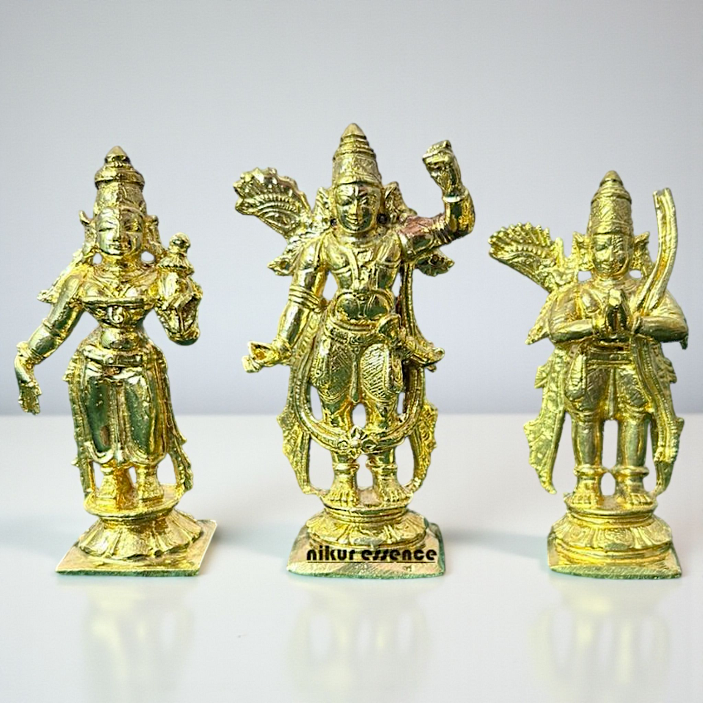 Ram Darbar Set Panchaloha Idol by Nikur Essence | Handcrafted Sacred Metal Sculpture | Divine Panchaloha Lord Rama, Sita, Lakshman & Hanuman Statue Nikuressence