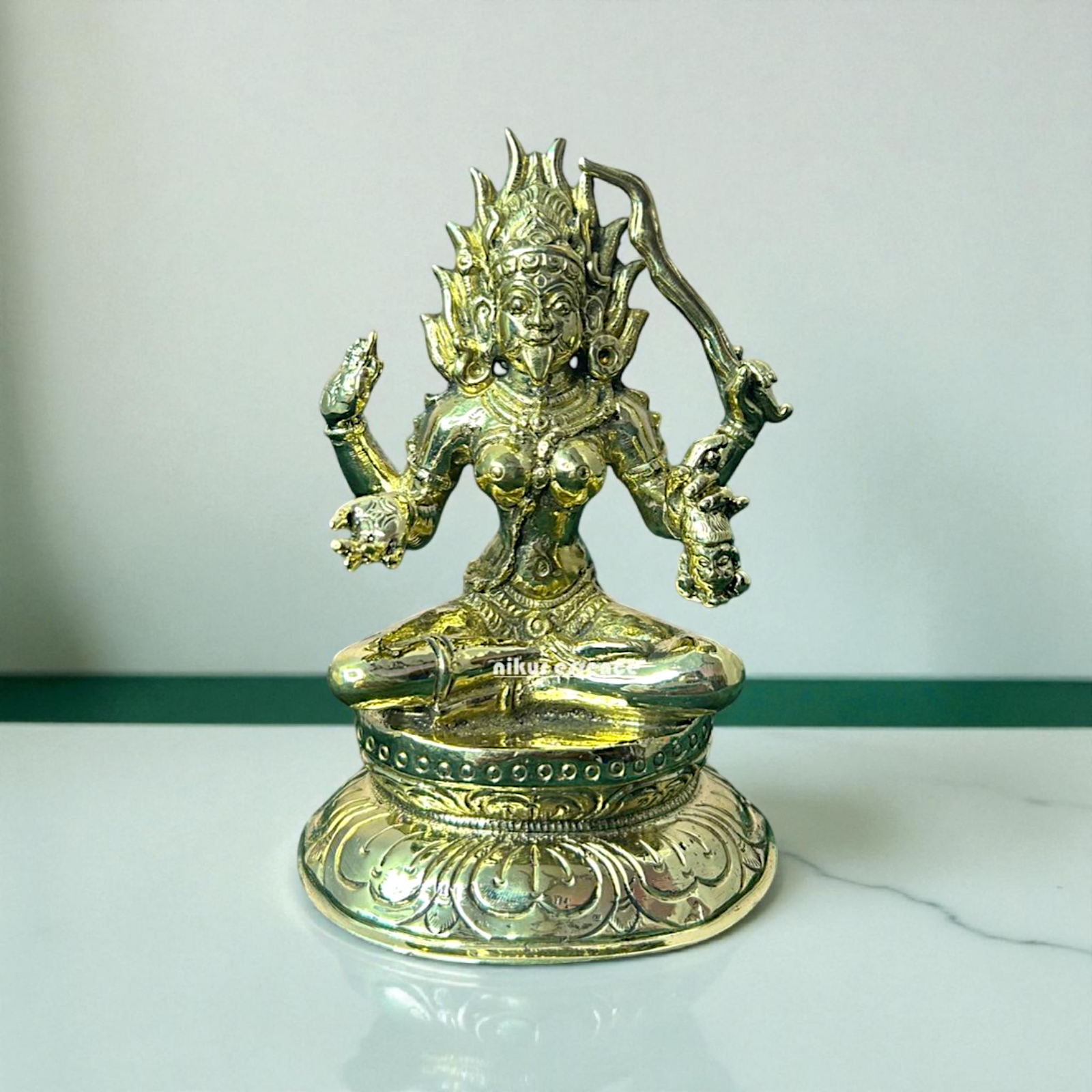 Nikur Essence Divine Goddess Dakshina Kali Ma Panchaloha Idol – Exquisite Handmade Panchaloha Kali Mata Sculpture Nikuressence