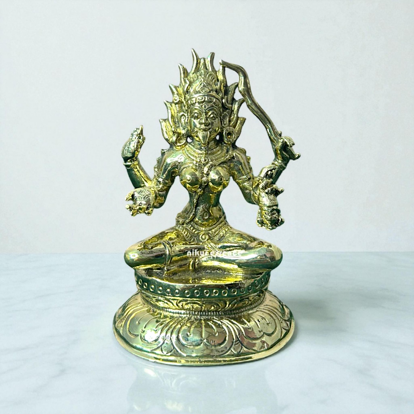 Nikur Essence Divine Goddess Dakshina Kali Ma Panchaloha Idol – Exquisite Handmade Panchaloha Kali Mata Sculpture Nikuressence
