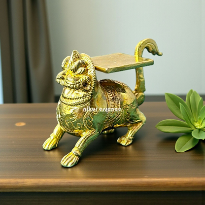 Nikur Essence Divine Lion Vahan Panchaloha Idol – Exquisite Handmade Panchaloha Lion Sculpture Symbolizing Strength, Power & Protection Nikuressence