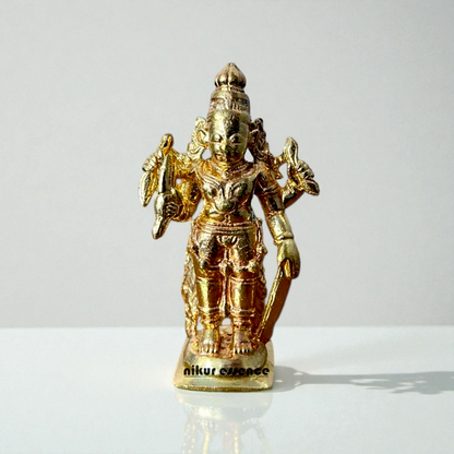 Veerabhadra Panchaloha Idol Handmade Fierce Lord Shiva Deity Statue Divine Hindu God Protector Sacred Religious Metal Sculpture Nikuressence