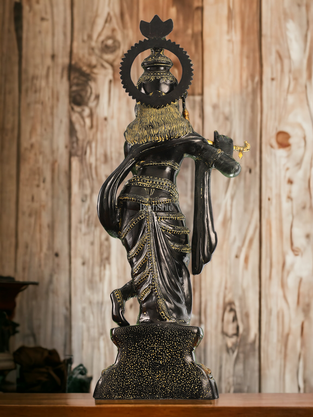 Buy Online Brass Black Krishna Standing with playing flute - 89 cm Nikuressence