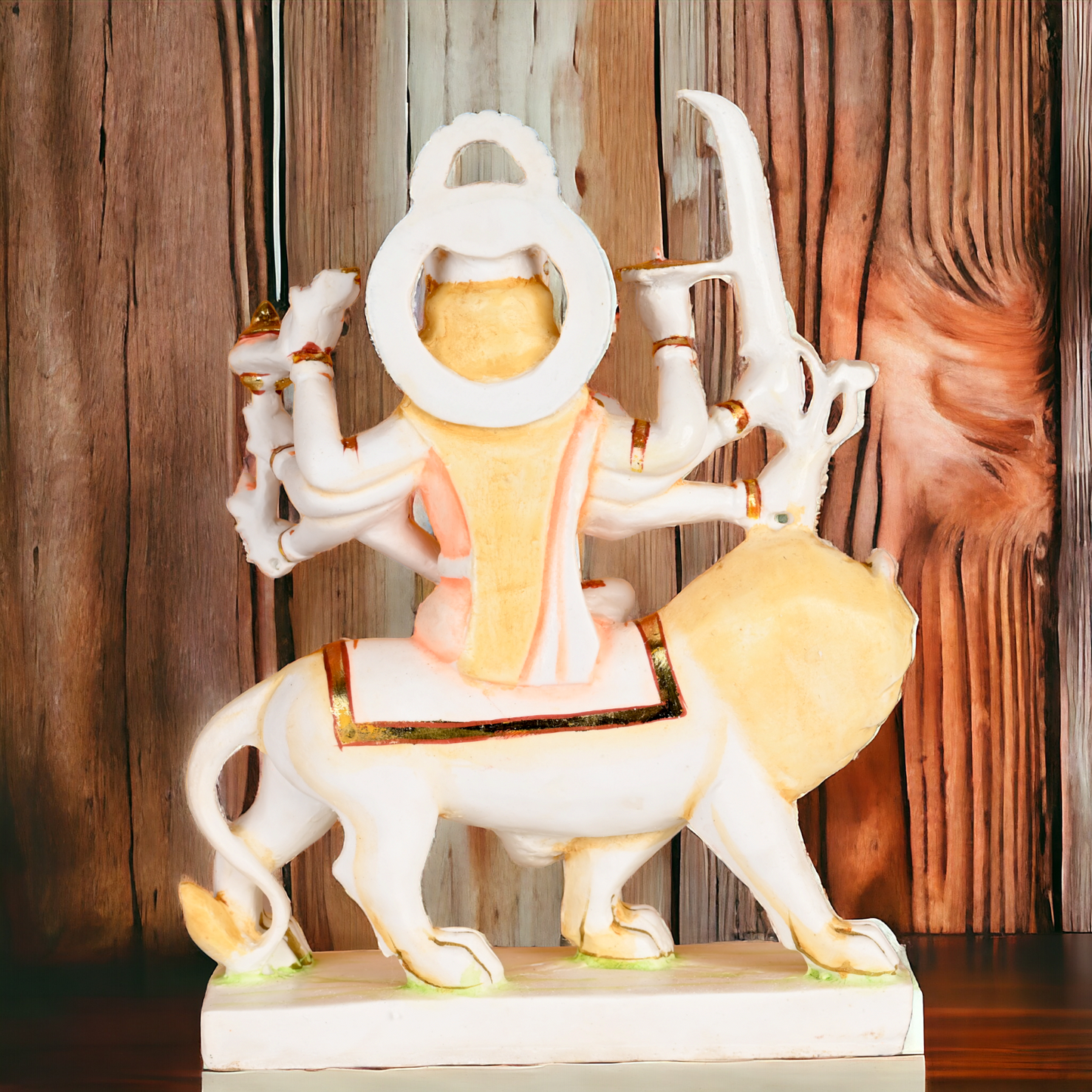 Buy Cultured Marble Goddess Durga Sitting on Lion Statue Nikuressence