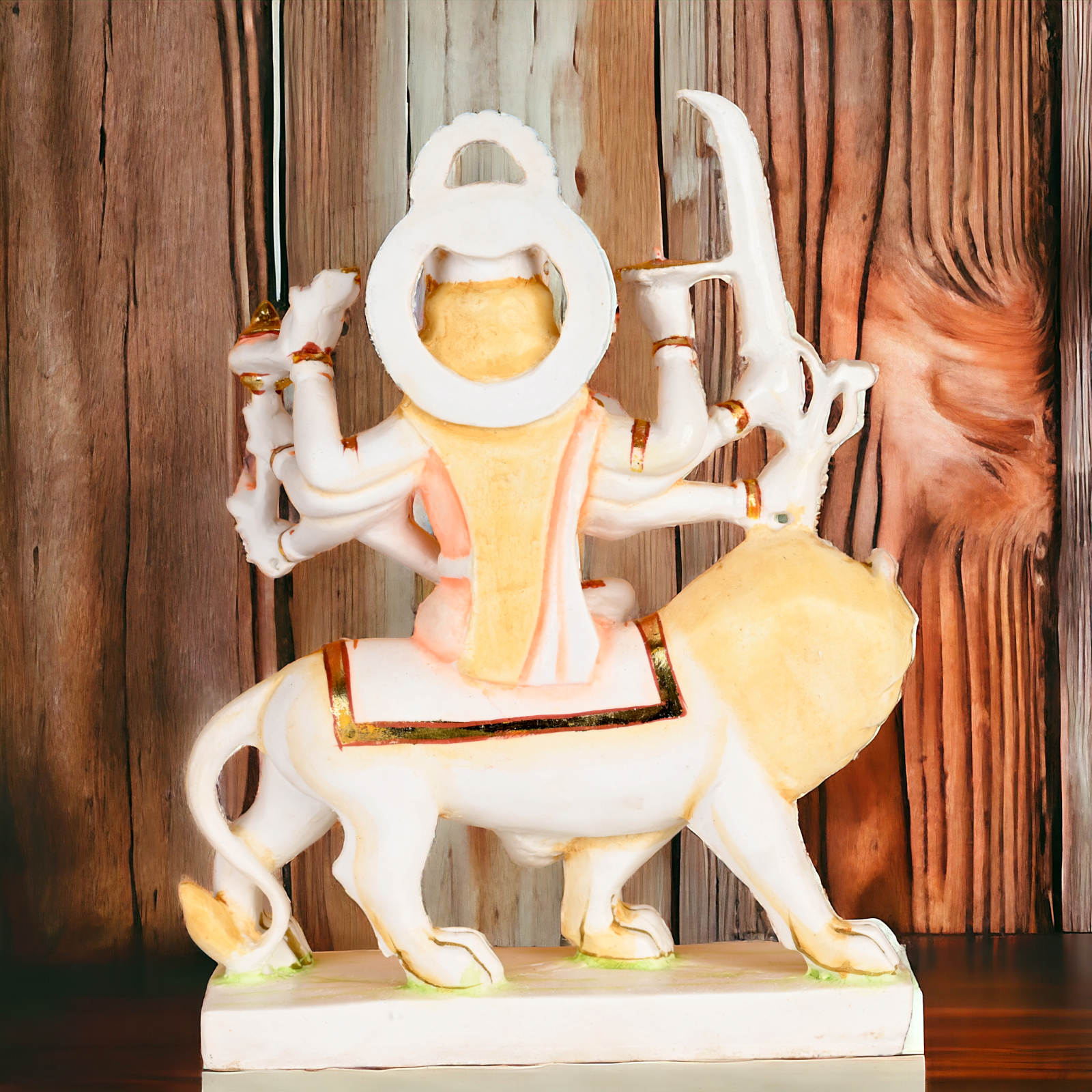 Buy Cultured Marble Goddess Durga Sitting on Lion Statue Nikuressence