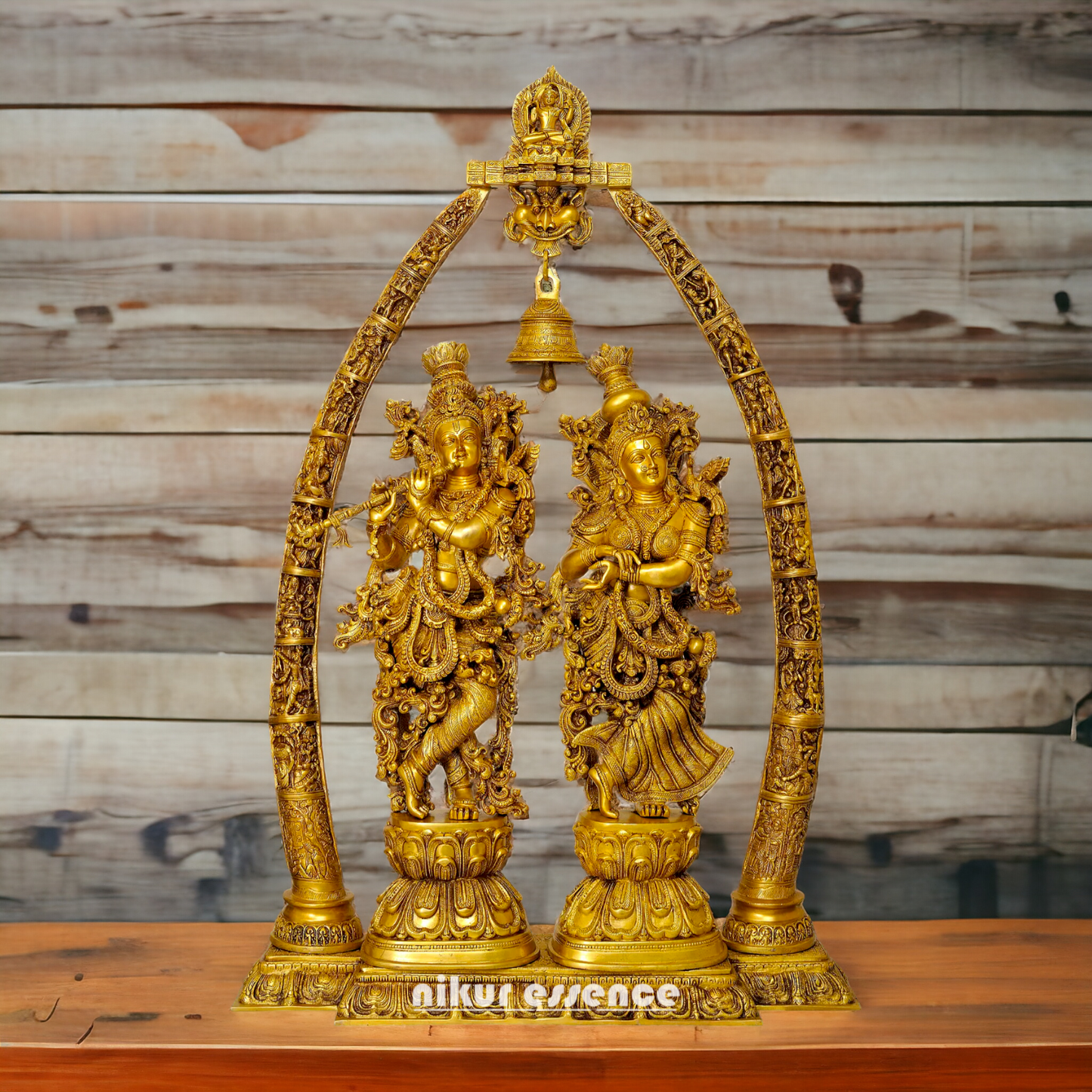 Shop Radha Krishna with Bell Solid Brass idol - 45 Inches Nikuressence