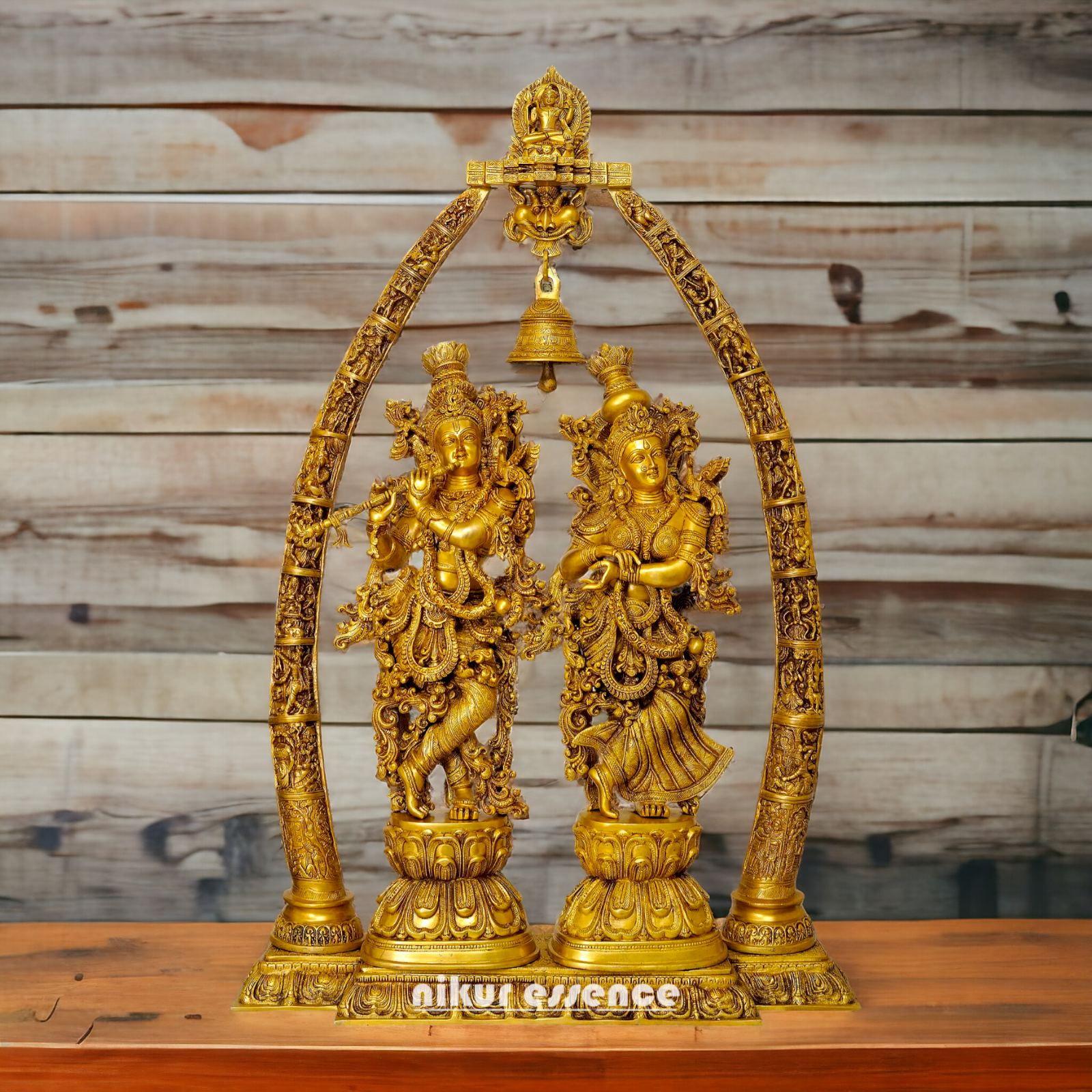 Shop Radha Krishna with Bell Solid Brass idol - 45 Inches Nikuressence