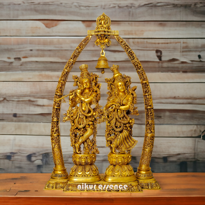 Shop Radha Krishna with Bell Solid Brass idol - 45 Inches Nikuressence