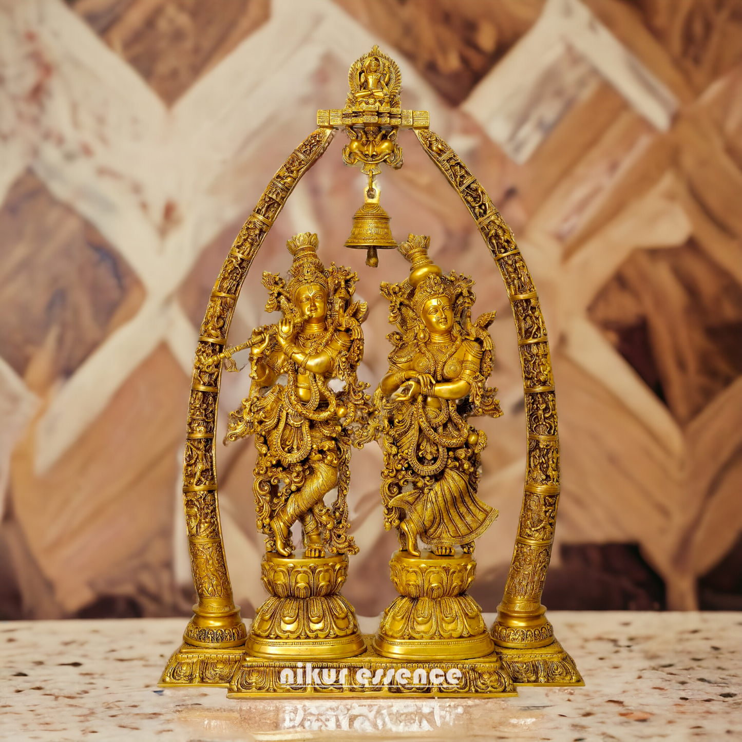 Shop Radha Krishna with Bell Solid Brass idol - 45 Inches Nikuressence