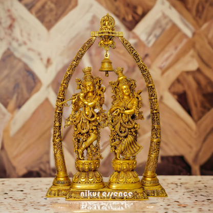 Shop Radha Krishna with Bell Solid Brass idol - 45 Inches Nikuressence