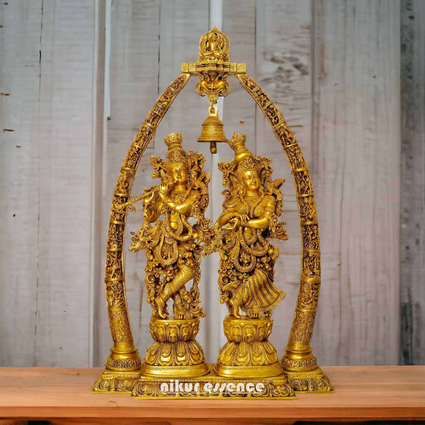 Shop Radha Krishna with Bell Solid Brass idol - 45 Inches Nikuressence