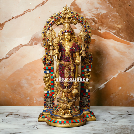 Lord Vishnu standing with Gada Brass with Stone Work idol - 16 Inches Nikuressence