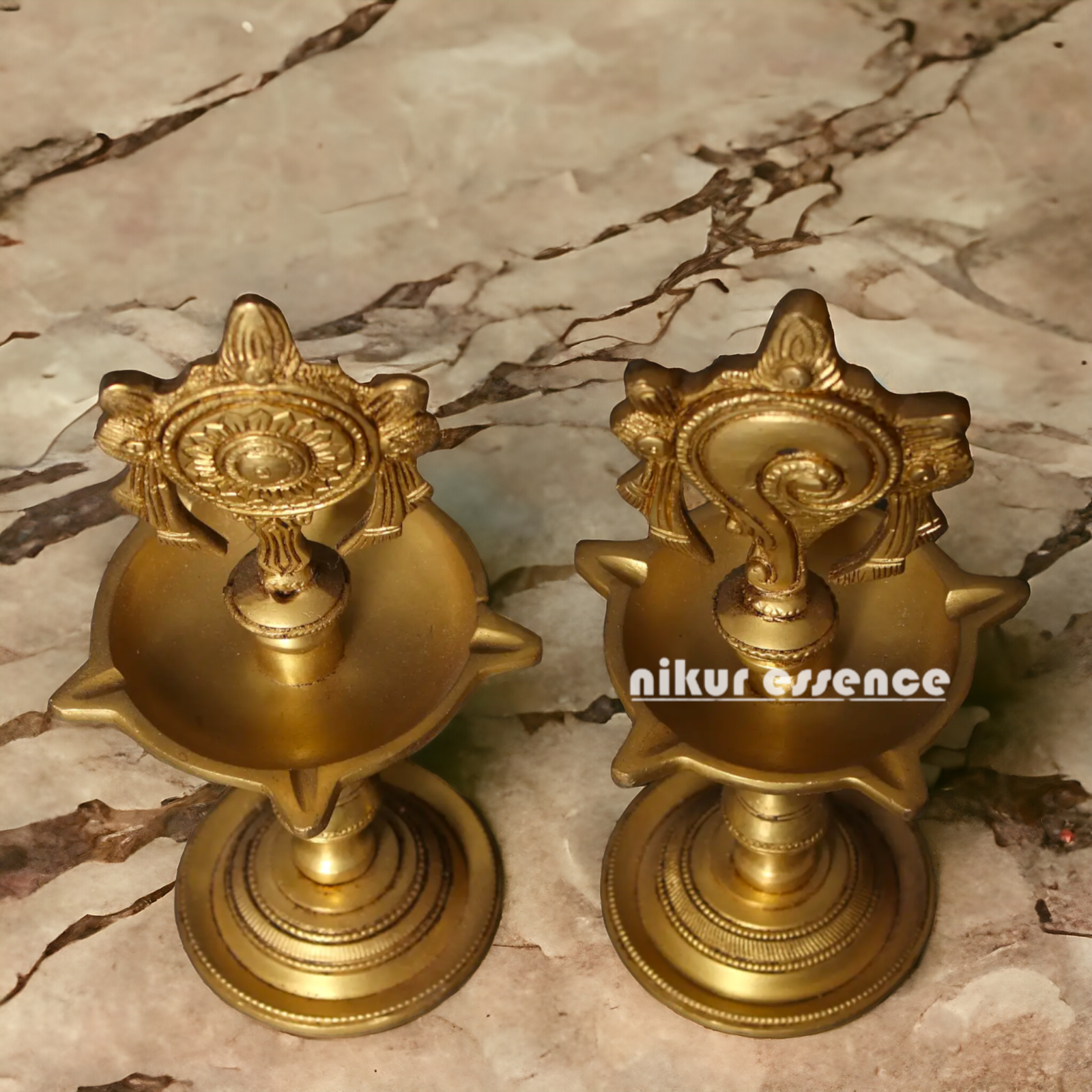Buy Pair Conch and Chakra Diya Lamp - 8 Inches Nikuressence