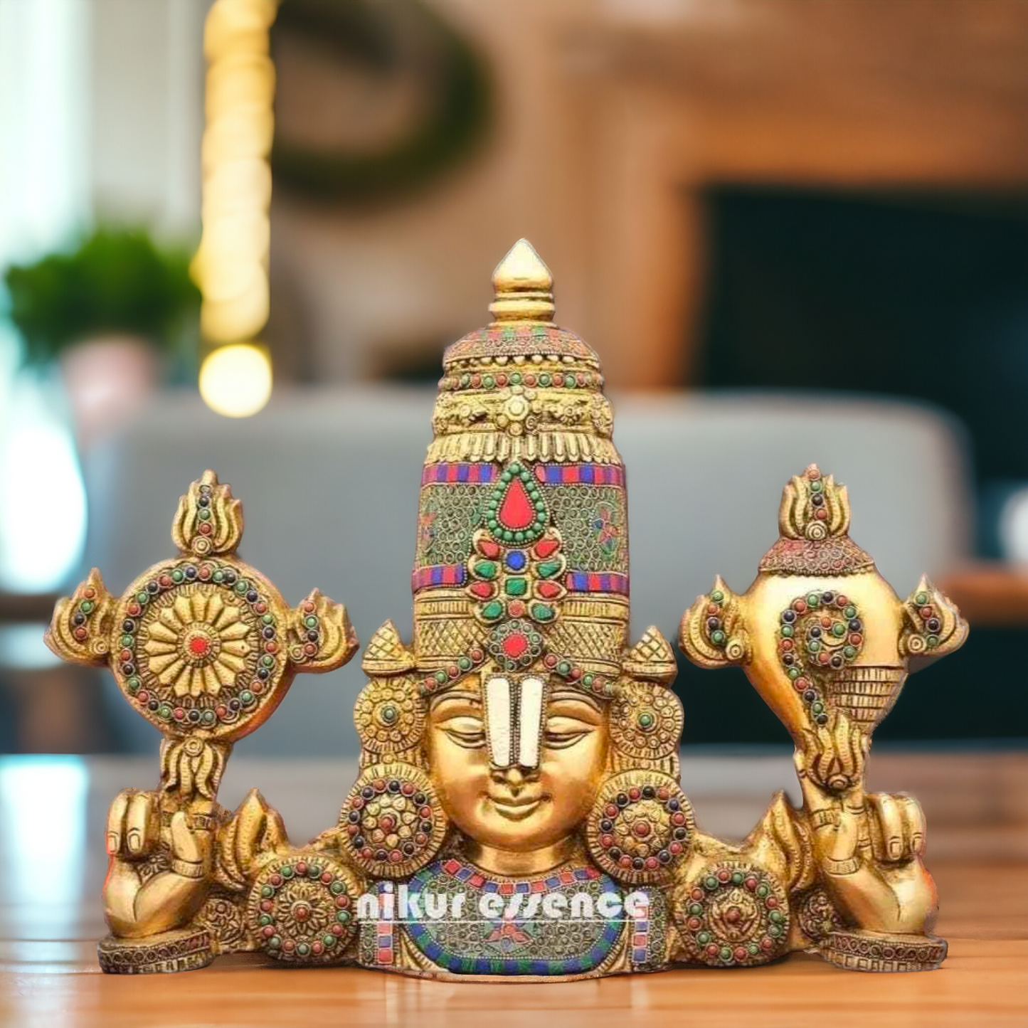 Lord Tirupati Balaji brass with Stone Work wall hanging idol - 16 Inches Nikuressence