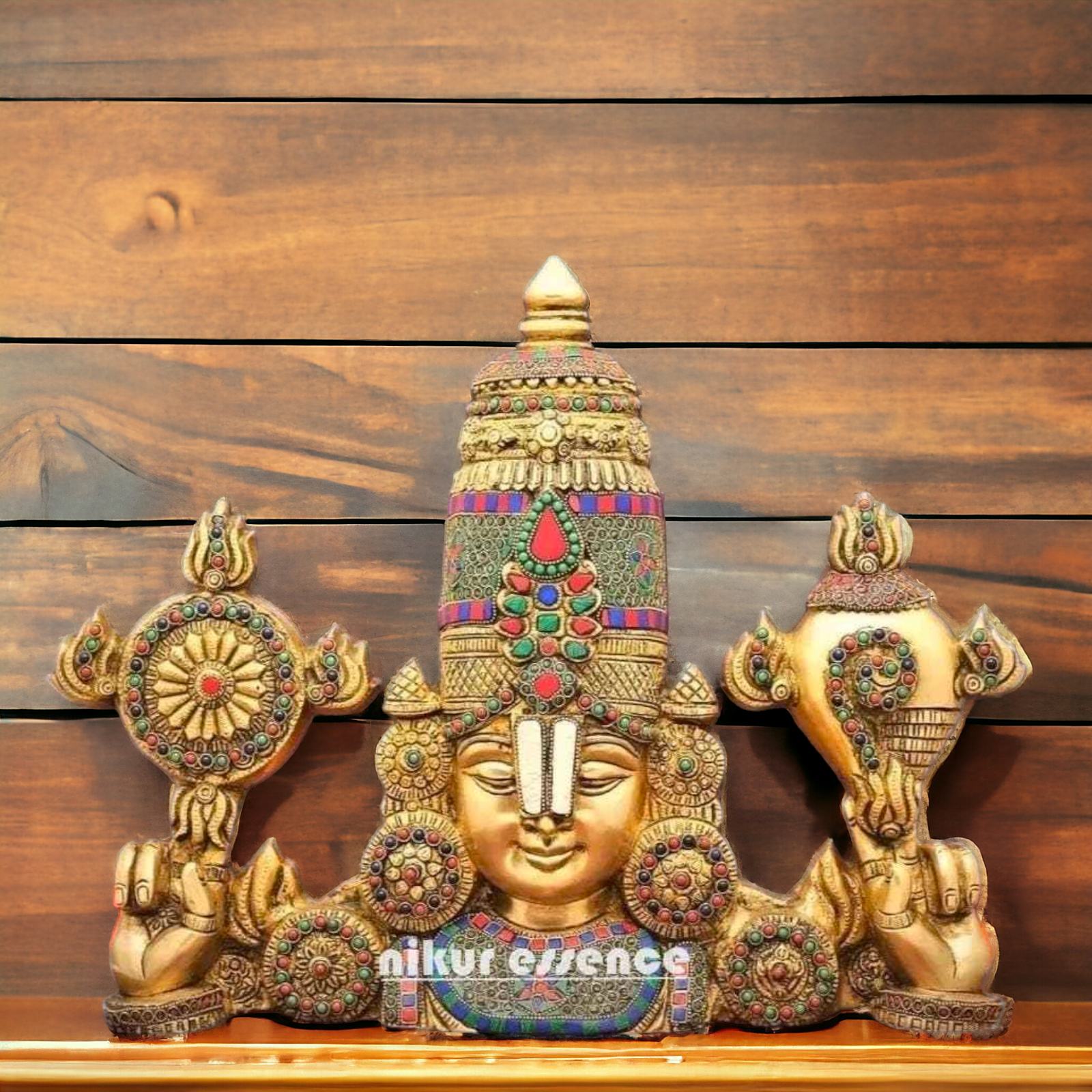 Lord Tirupati Balaji brass with Stone Work wall hanging idol - 16 Inches Nikuressence