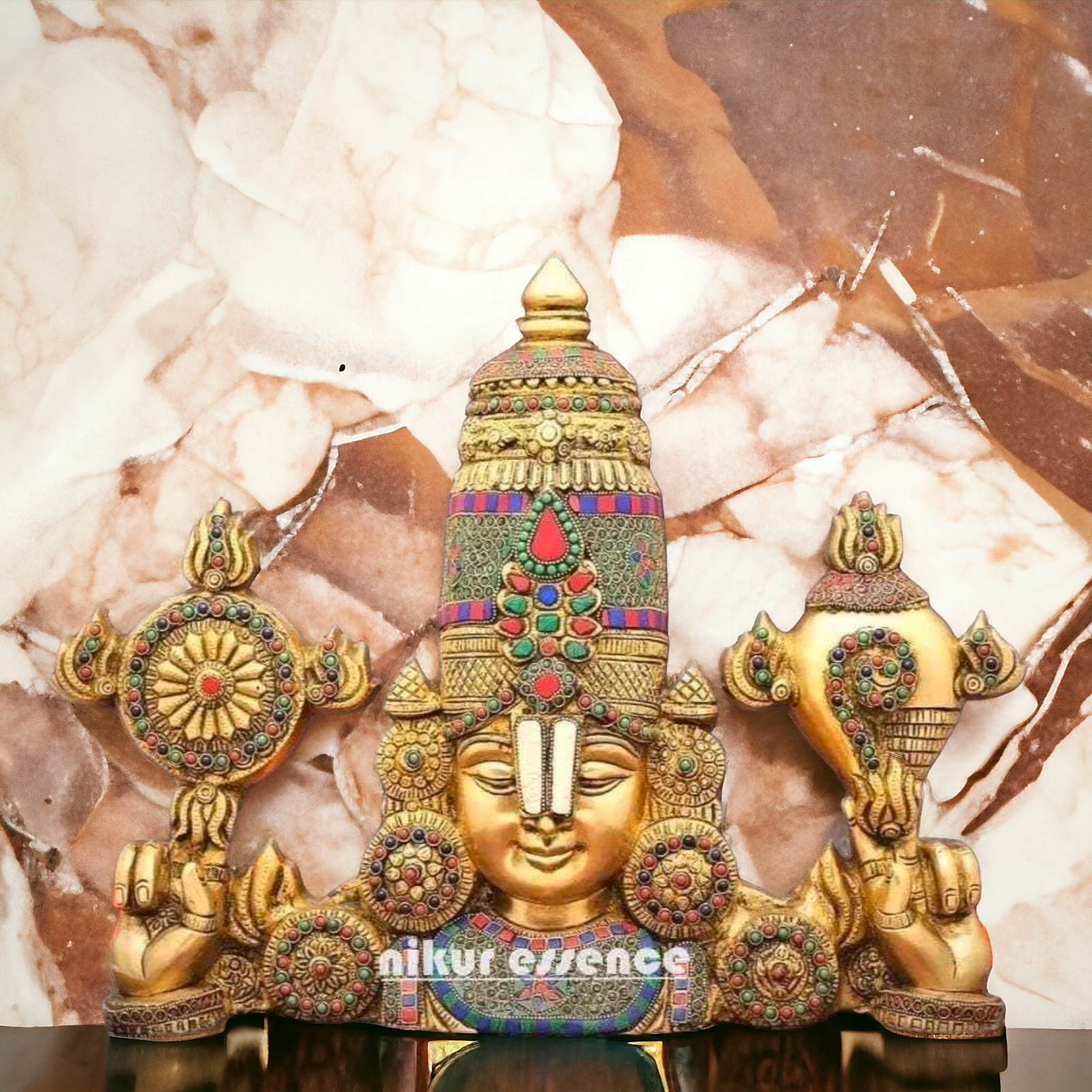 Lord Tirupati Balaji brass with Stone Work wall hanging idol - 16 Inches Nikuressence