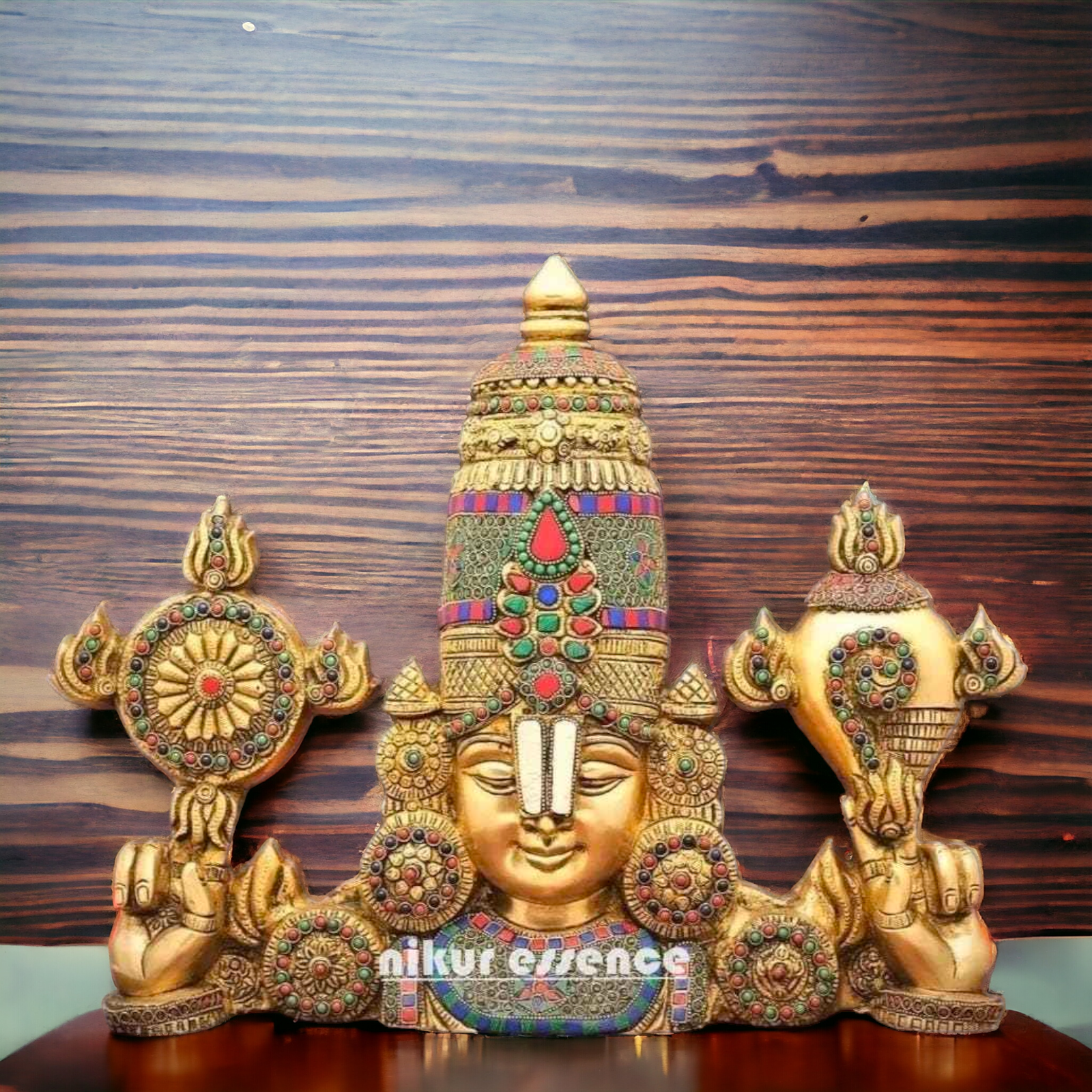 Lord Tirupati Balaji brass with Stone Work wall hanging idol - 16 Inches Nikuressence
