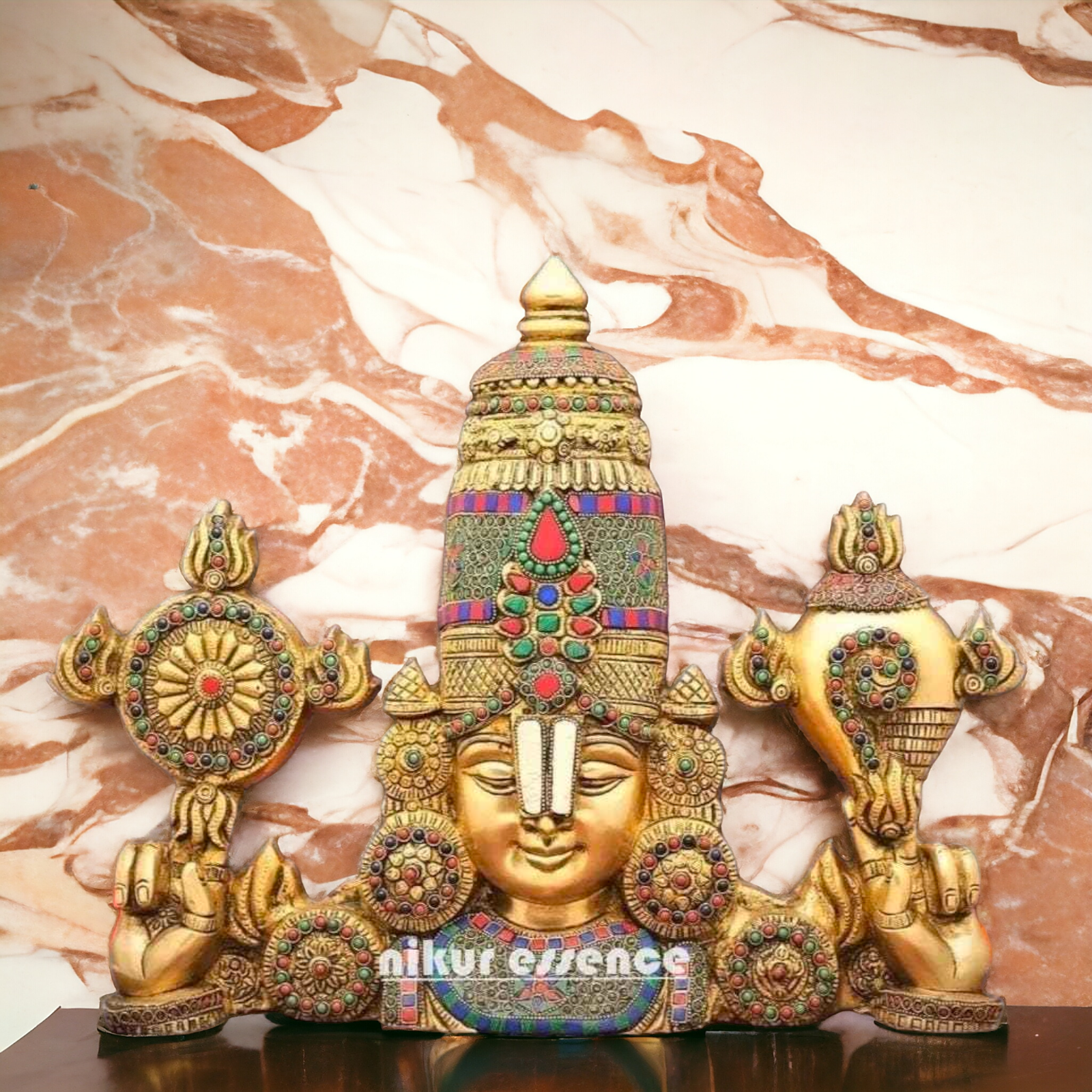 Lord Tirupati Balaji brass with Stone Work wall hanging idol - 16 Inches Nikuressence