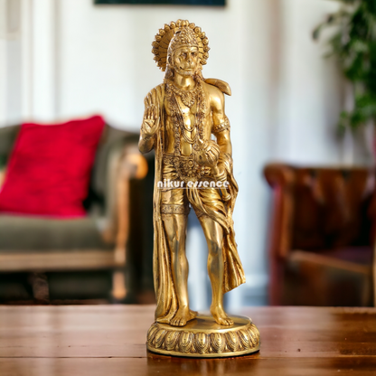 Lord Hanuman Monkey God standing Brass idol - 23 Inches Nikuressence