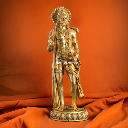 Lord Hanuman Monkey God standing Brass idol - 23 Inches Nikuressence